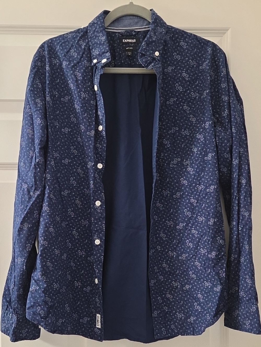 Express Men's Dark Blue Floral Shirt Jacket